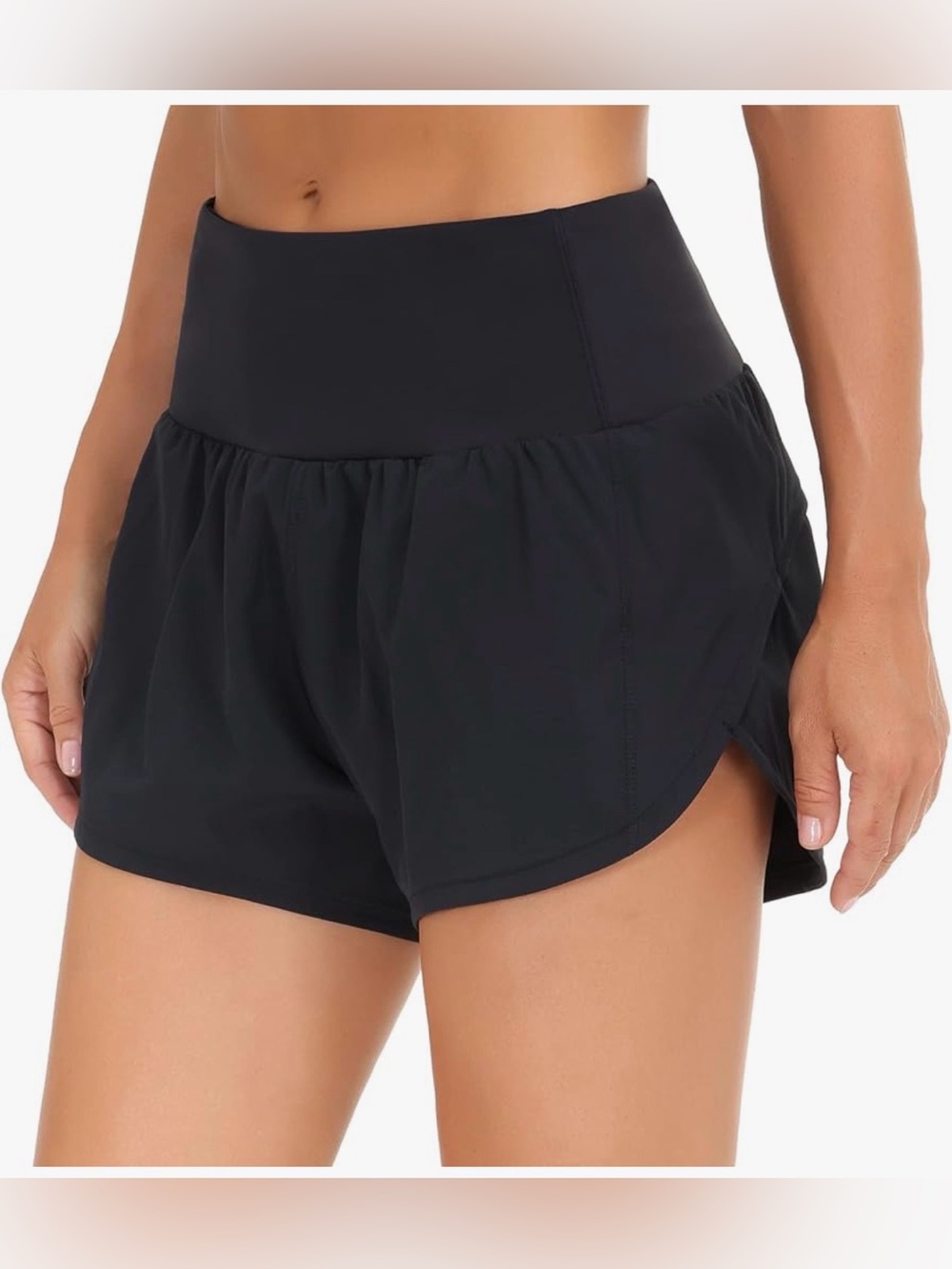 Women's Black Athletic Shorts with High Waist